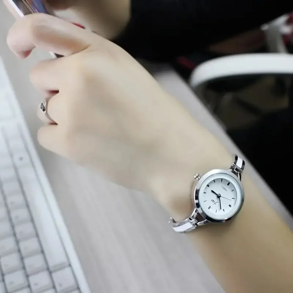 Silver Stainless Steel Women's Quartz Watch White